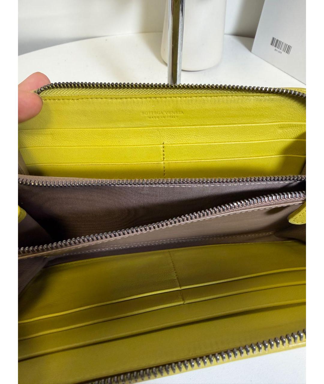 BOTTEGA VENETA Желтый кожаный кошелек, фото 4