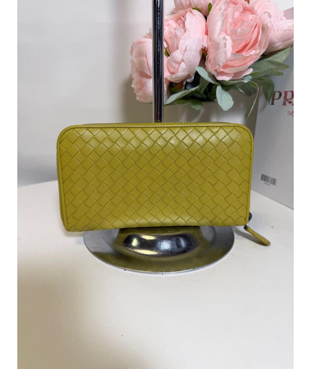 BOTTEGA VENETA Желтый кожаный кошелек, фото 8