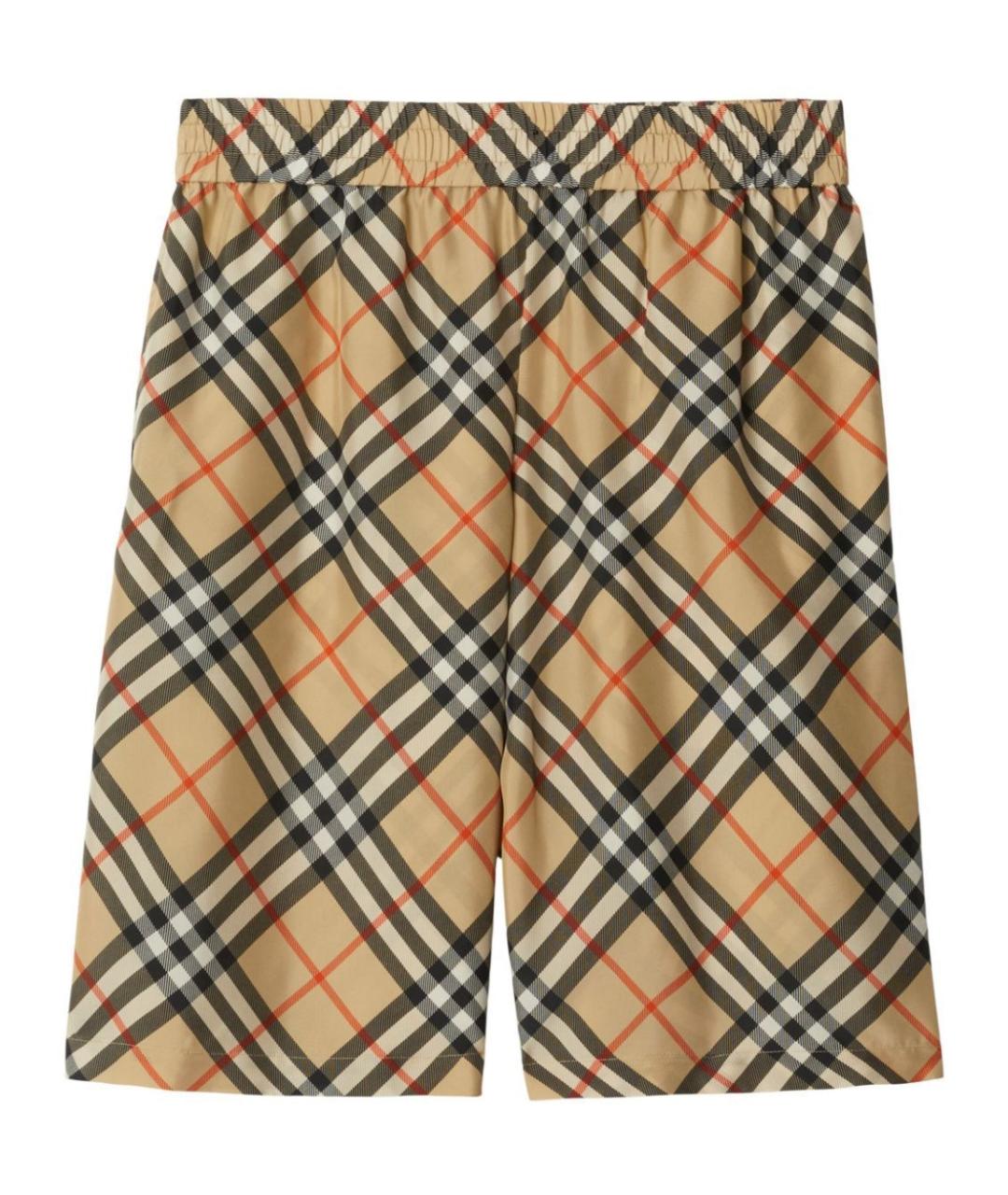 BURBERRY Бежевые шелковые шорты, фото 1