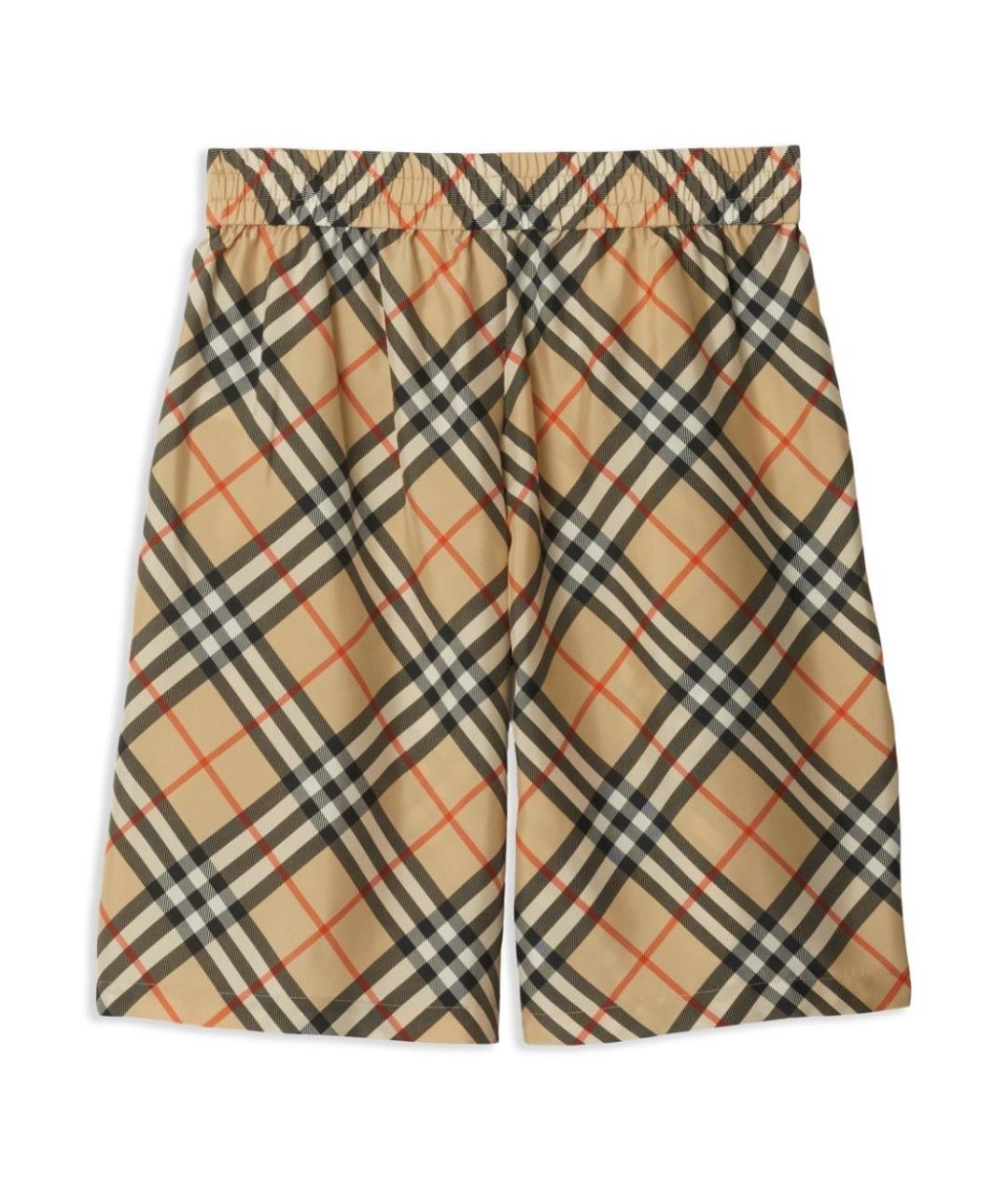 BURBERRY Бежевые шелковые шорты, фото 2