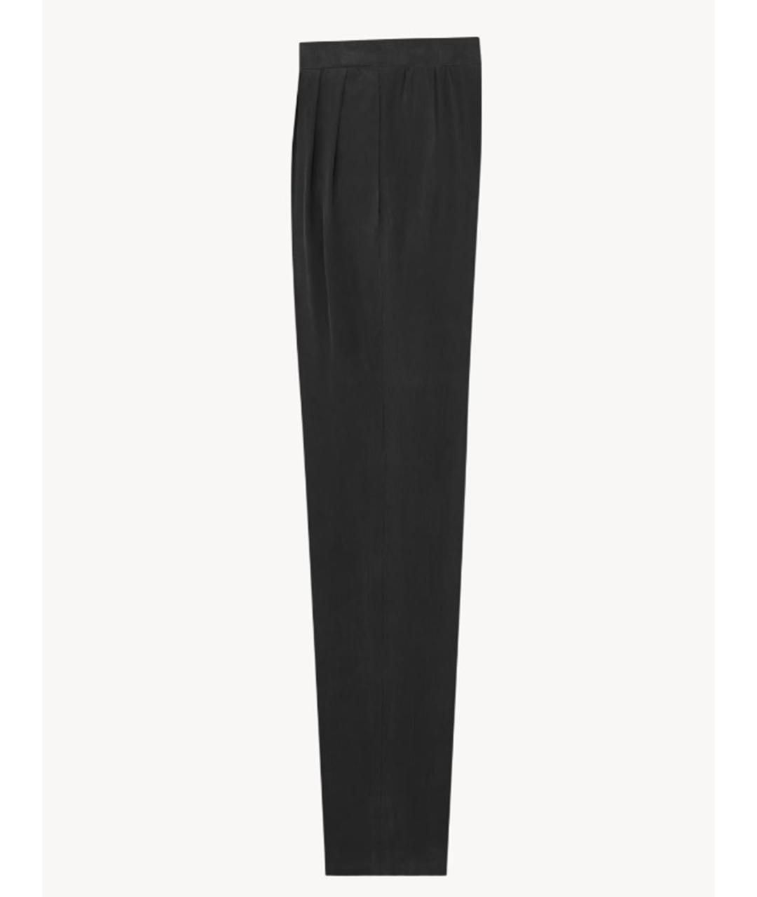 SAINT LAURENT Черные шелковые прямые брюки, фото 4