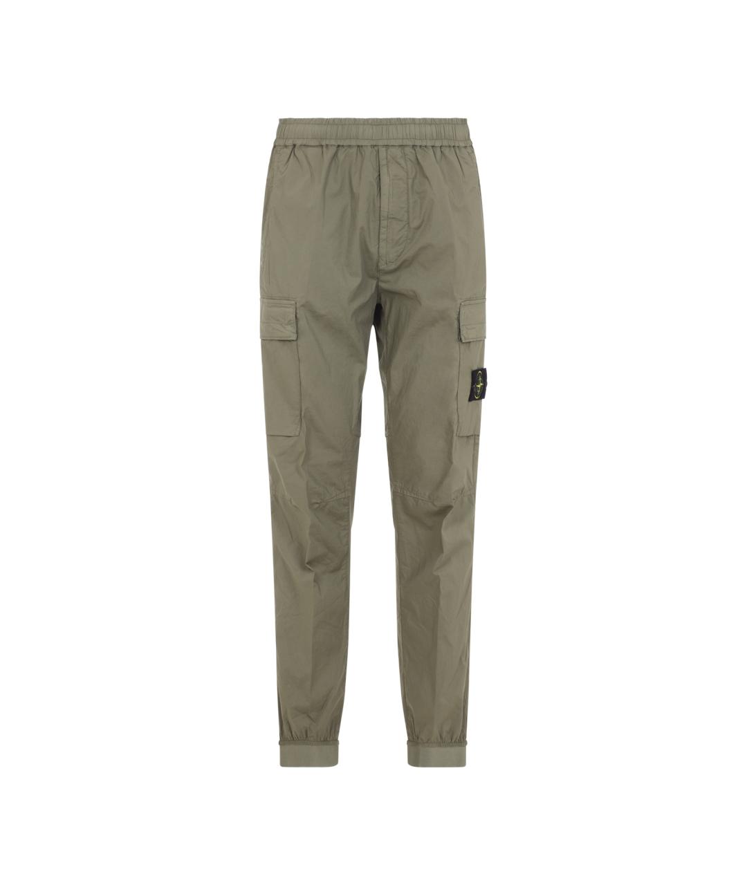 STONE ISLAND Зеленые хлопковые повседневные брюки, фото 1