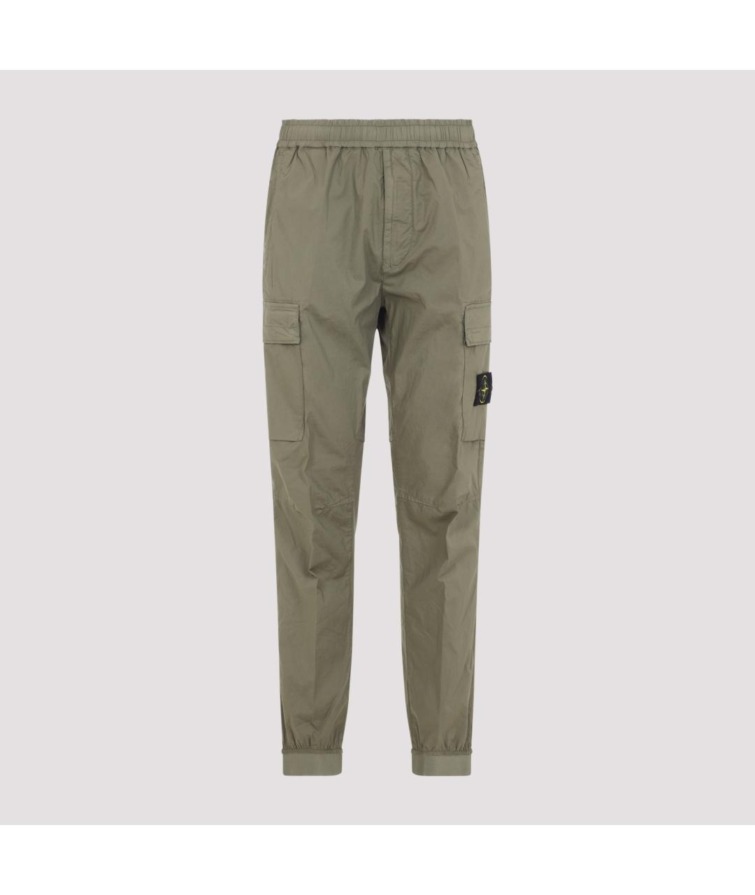 STONE ISLAND Зеленые хлопковые повседневные брюки, фото 2