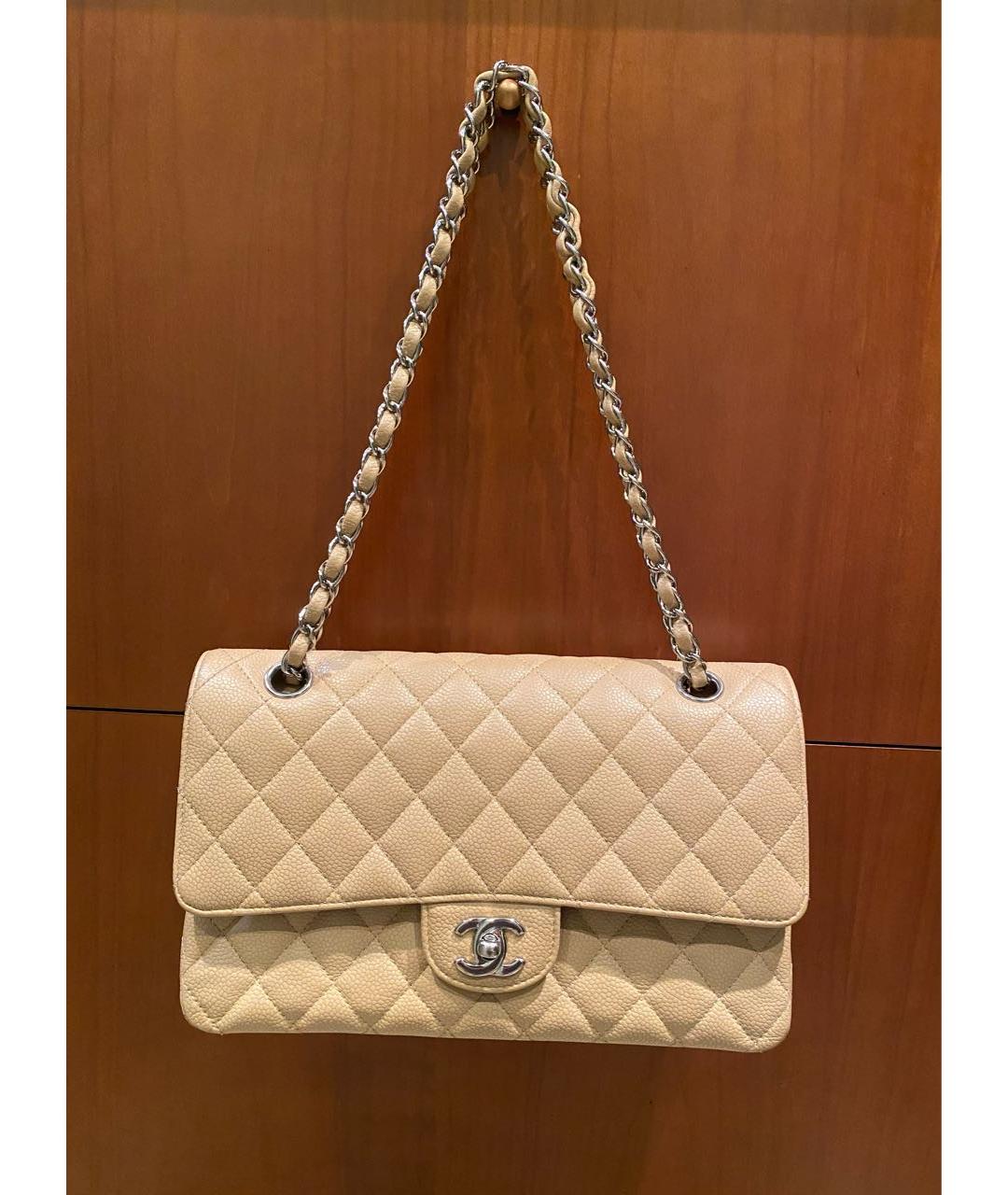 CHANEL Бежевая кожаная сумка через плечо, фото 9