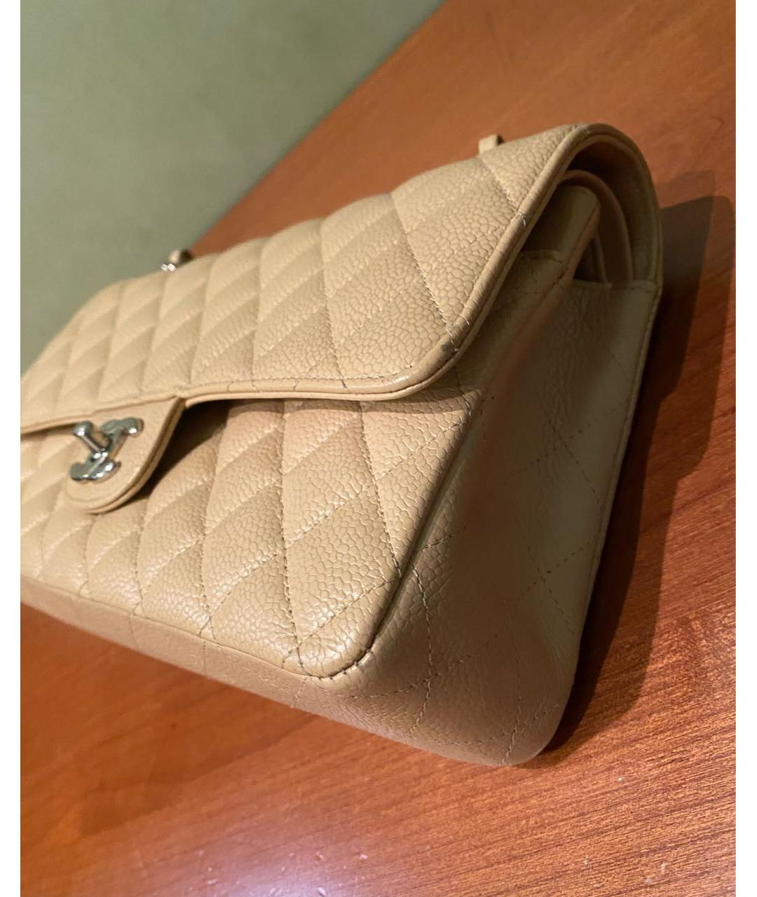 CHANEL Бежевая кожаная сумка через плечо, фото 7