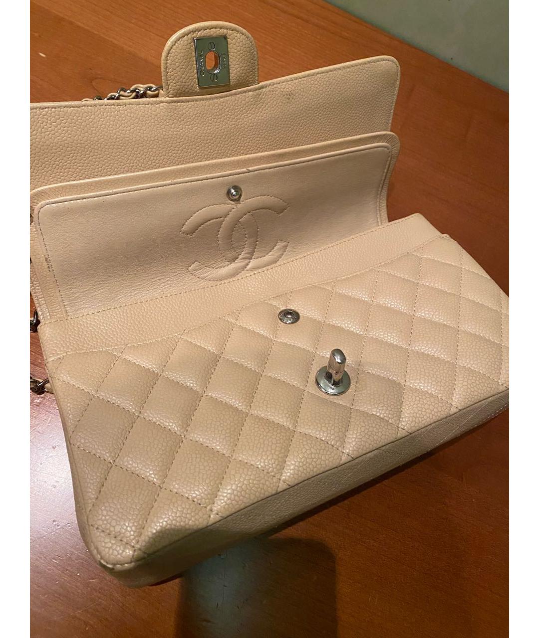 CHANEL Бежевая кожаная сумка через плечо, фото 3