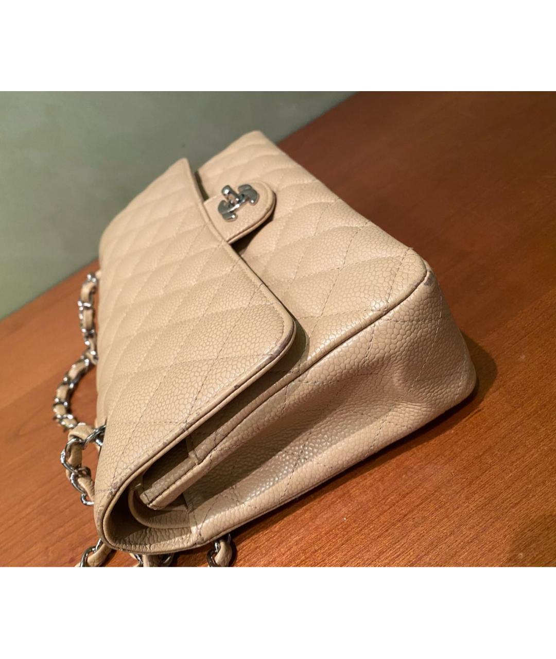 CHANEL Бежевая кожаная сумка через плечо, фото 6