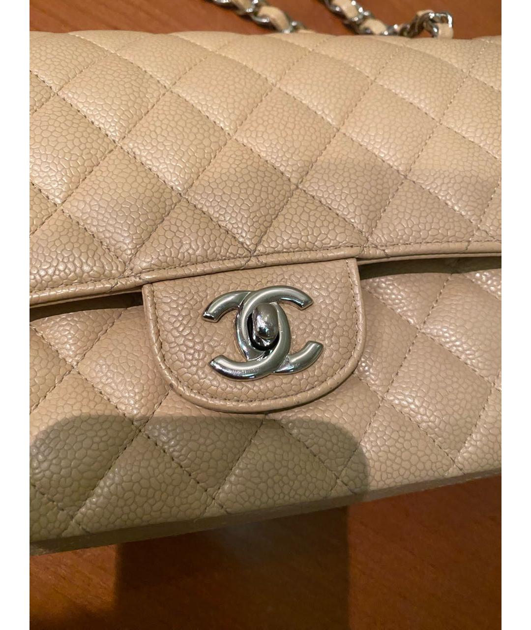 CHANEL Бежевая кожаная сумка через плечо, фото 4