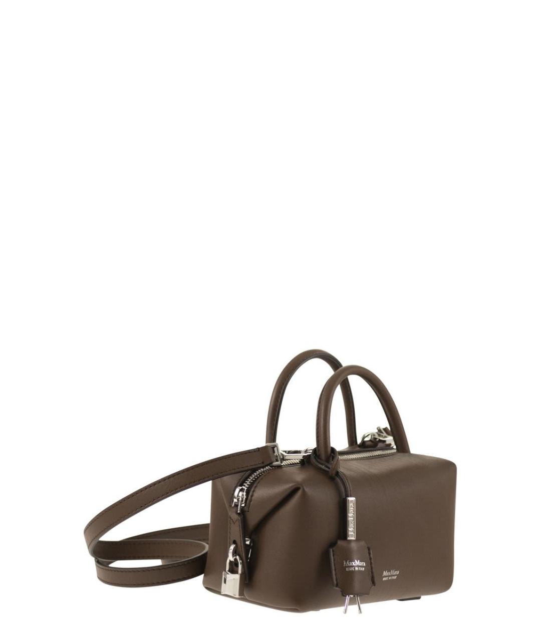 MAX MARA Коричневая кожаная сумка с короткими ручками, фото 4