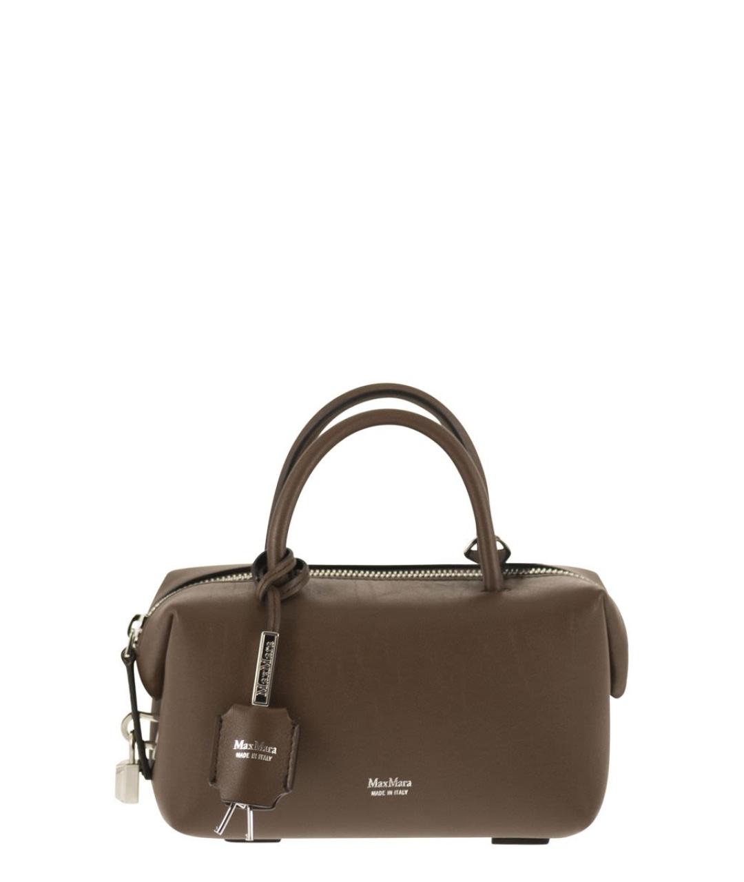 MAX MARA Коричневая кожаная сумка с короткими ручками, фото 1