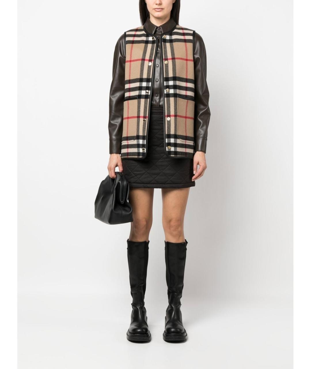 BURBERRY Коричневая хлопковая юбка мини, фото 4