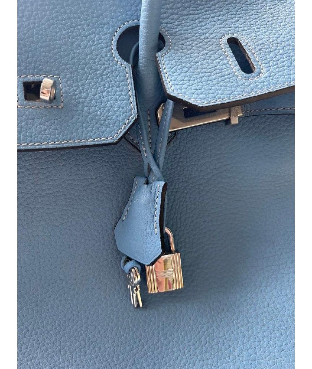 HERMES Голубая кожаная сумка с короткими ручками, фото 2