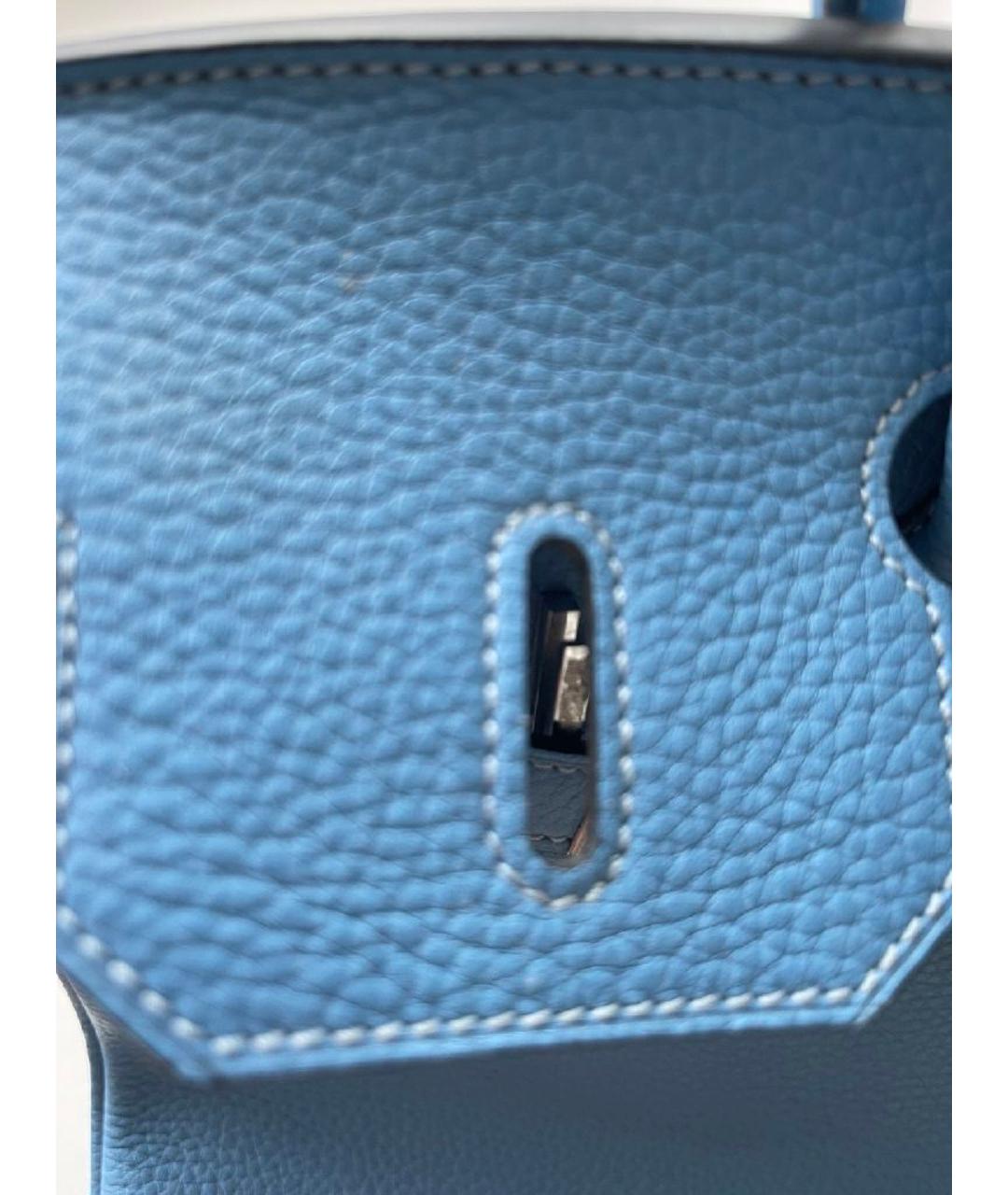 HERMES Голубая кожаная сумка с короткими ручками, фото 3