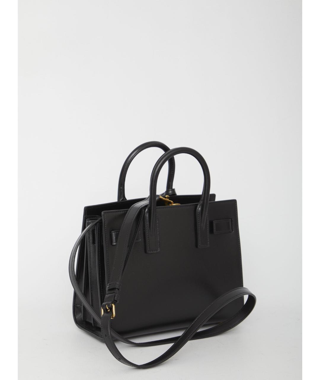 SAINT LAURENT Черная кожаная сумка тоут, фото 2