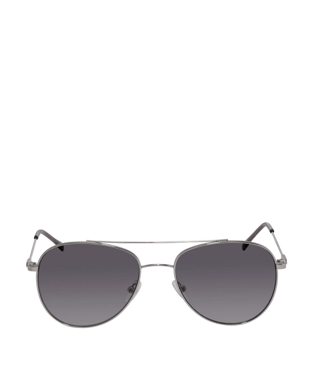CALVIN KLEIN Серебряные металлические солнцезащитные очки, фото 1