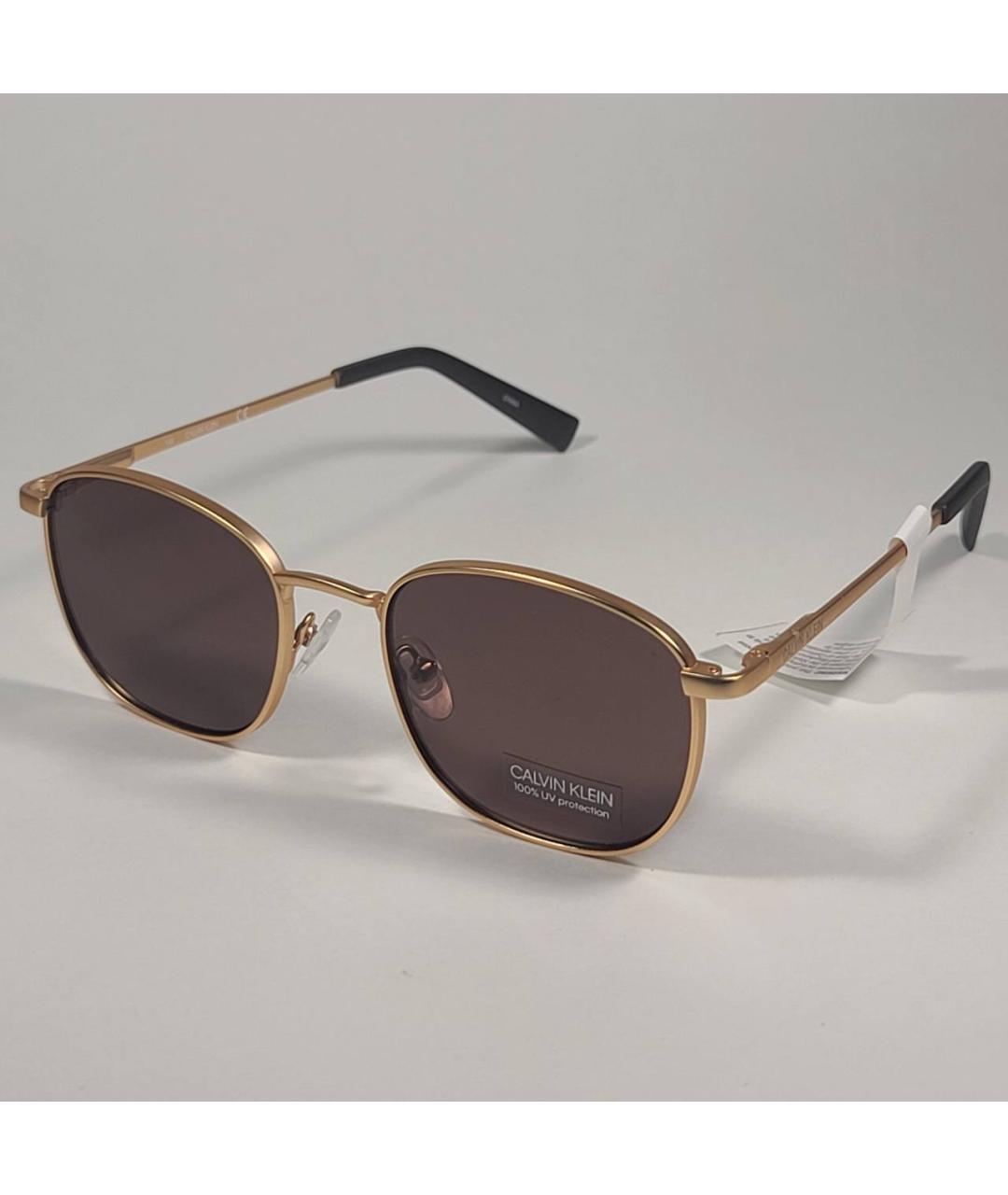 CALVIN KLEIN Золотые металлические солнцезащитные очки, фото 3