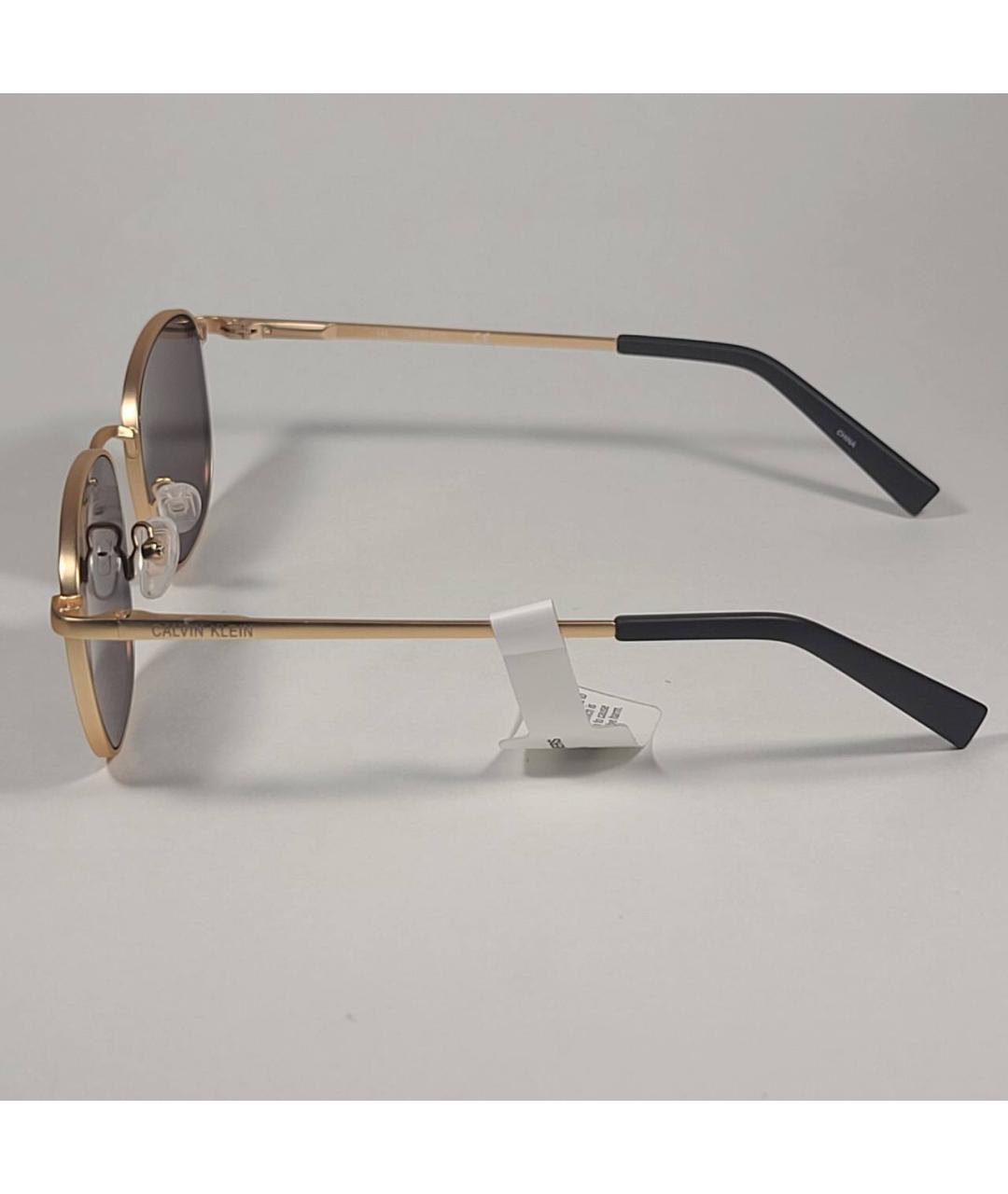 CALVIN KLEIN Золотые металлические солнцезащитные очки, фото 6
