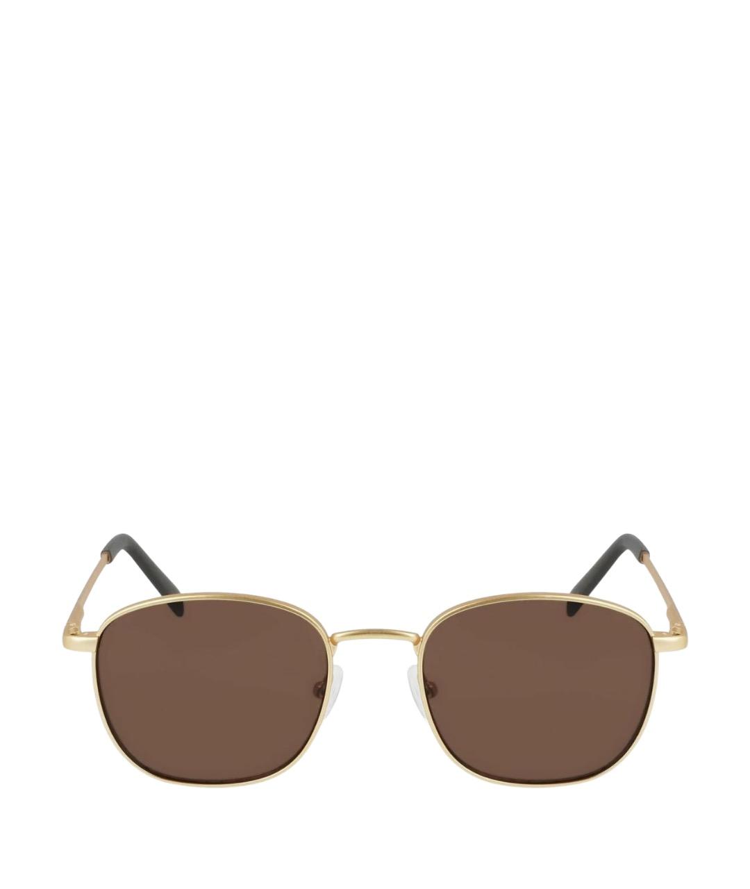 CALVIN KLEIN Золотые металлические солнцезащитные очки, фото 1