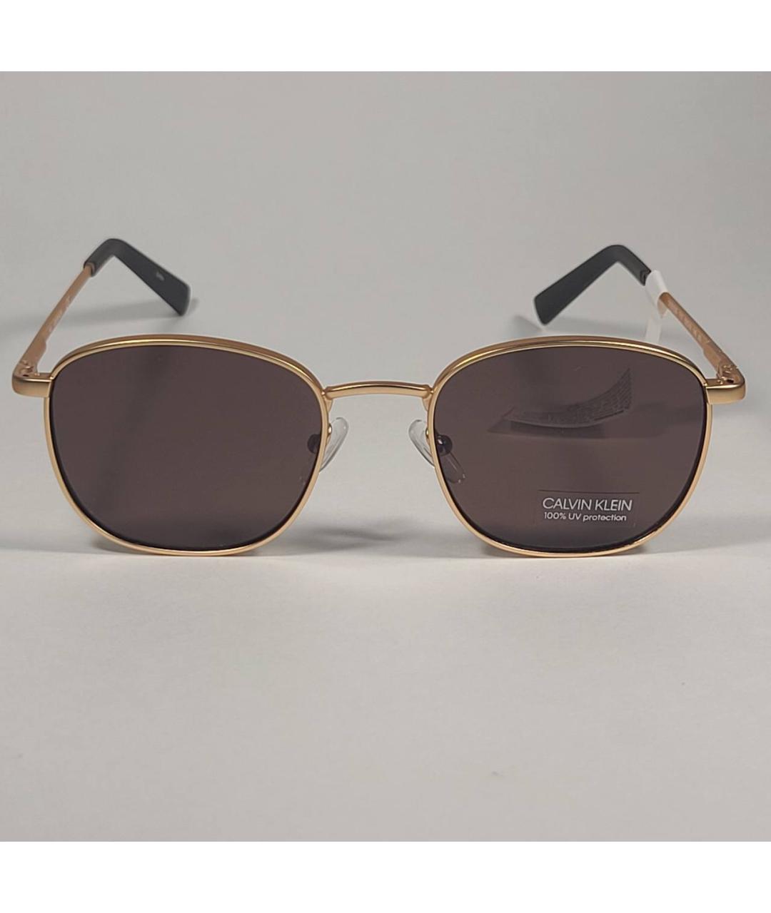 CALVIN KLEIN Золотые металлические солнцезащитные очки, фото 4