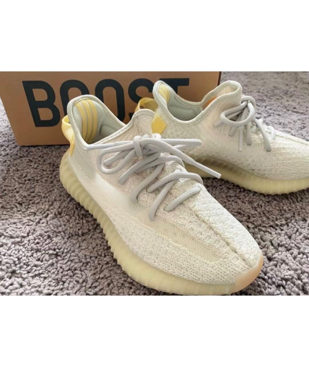 ADIDAS YEEZY Бежевые текстильные низкие кроссовки / кеды, фото 2