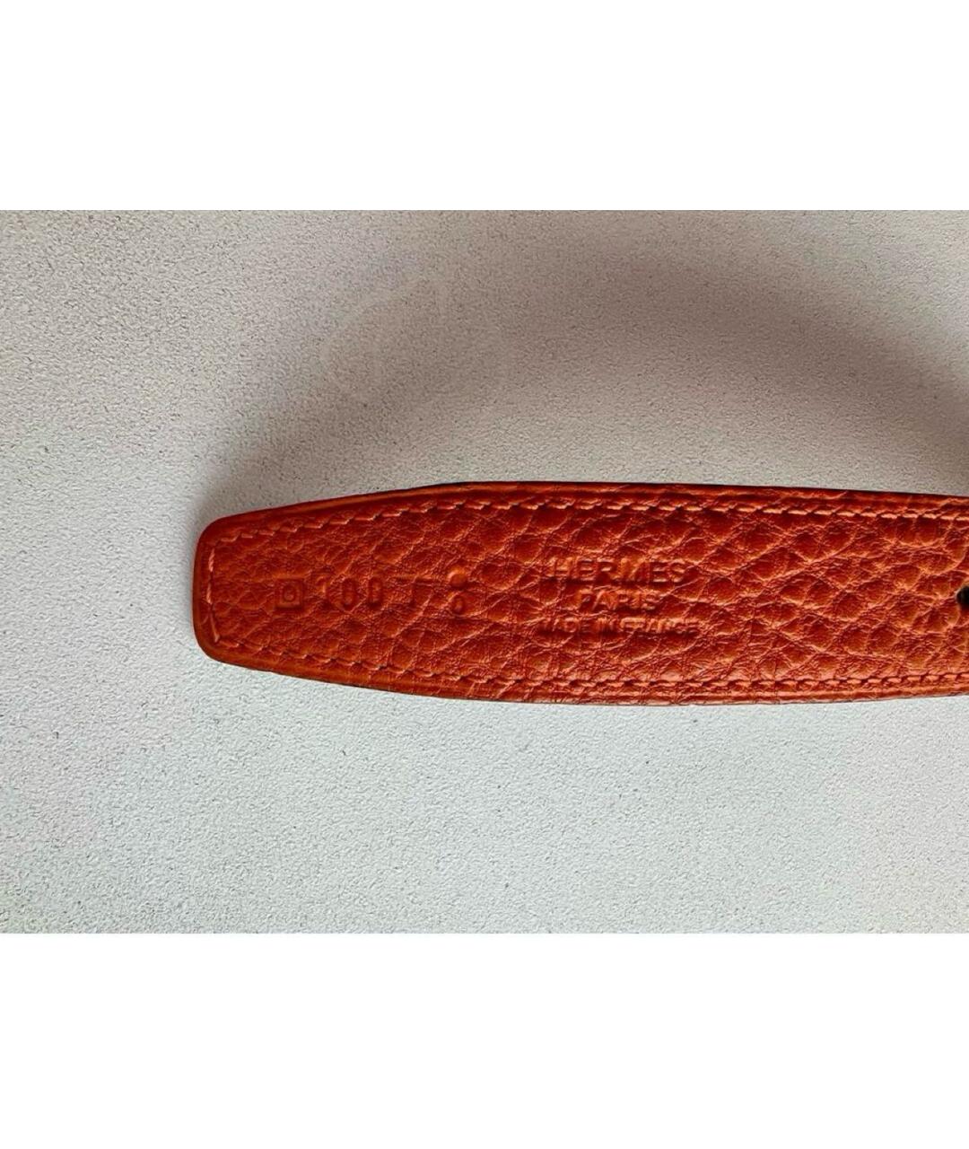 HERMES Оранжевый кожаный ремень, фото 4