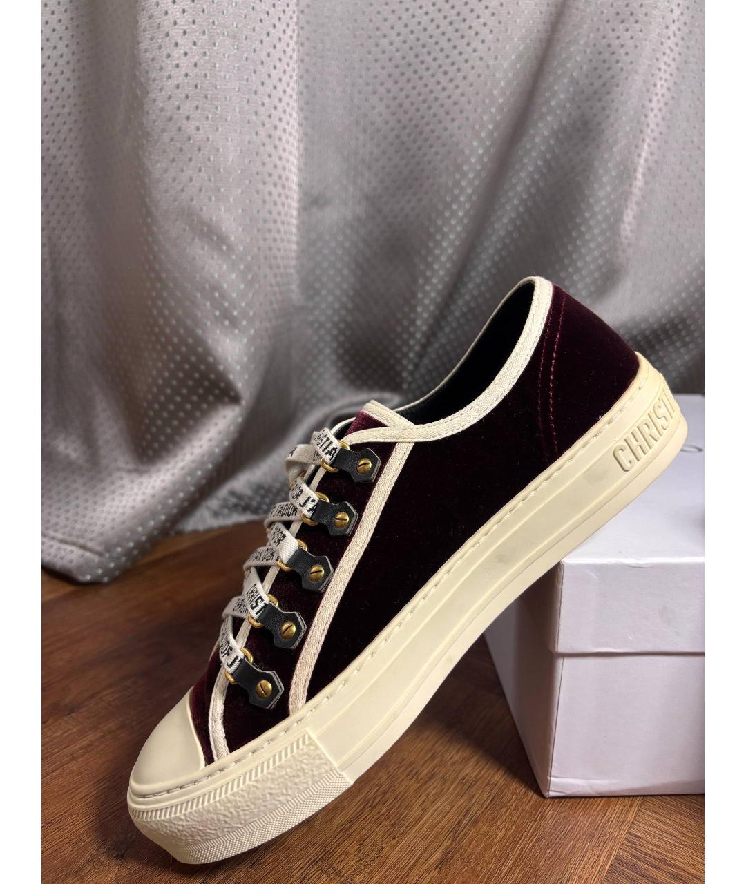 CHRISTIAN DIOR Бордовые бархатные кеды, фото 6