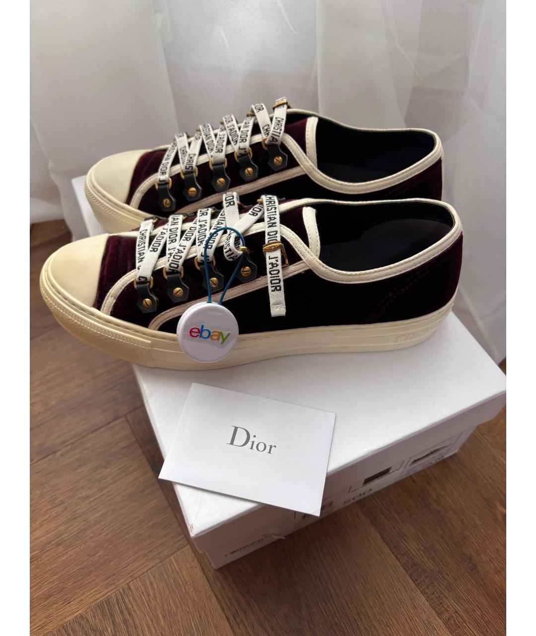 CHRISTIAN DIOR Бордовые бархатные кеды, фото 3