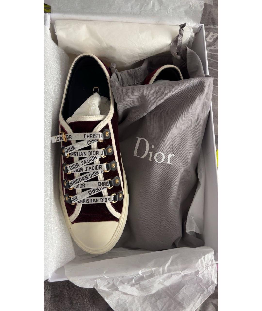 CHRISTIAN DIOR Бордовые бархатные кеды, фото 5