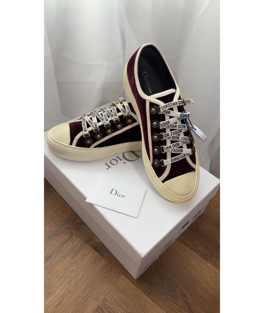 CHRISTIAN DIOR Бордовые бархатные кеды, фото 2