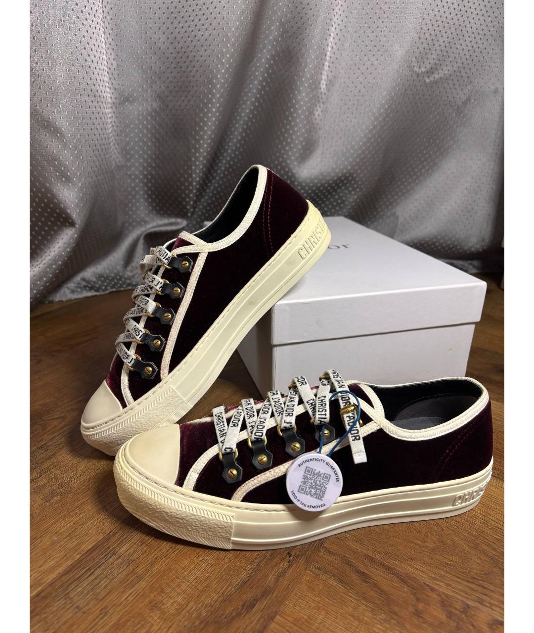 CHRISTIAN DIOR Бордовые бархатные кеды, фото 4