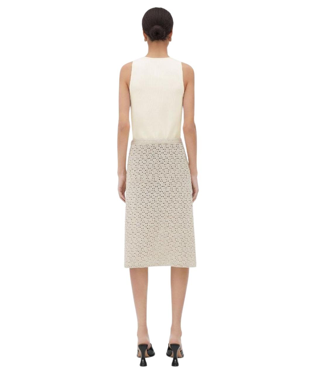 BOTTEGA VENETA Бежевая хлопковая юбка миди, фото 4