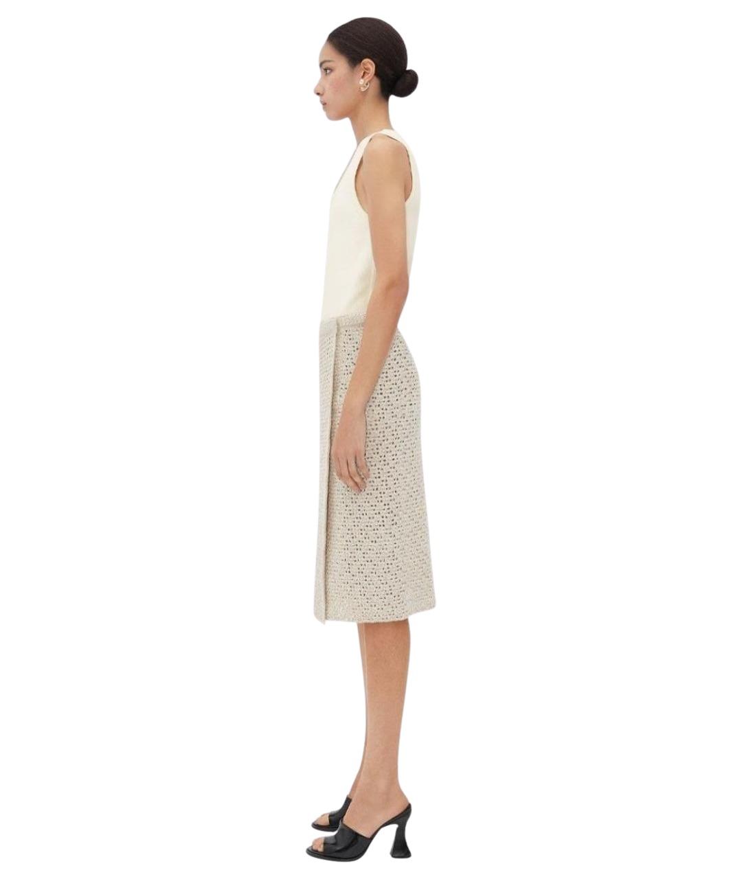 BOTTEGA VENETA Бежевая хлопковая юбка миди, фото 3