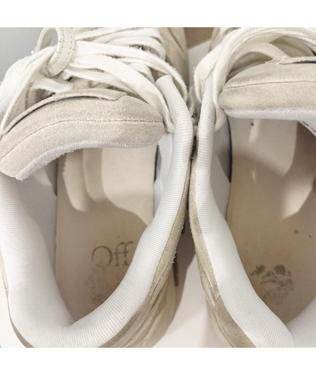 OFF-WHITE Бежевые замшевые низкие кроссовки / кеды, фото 7