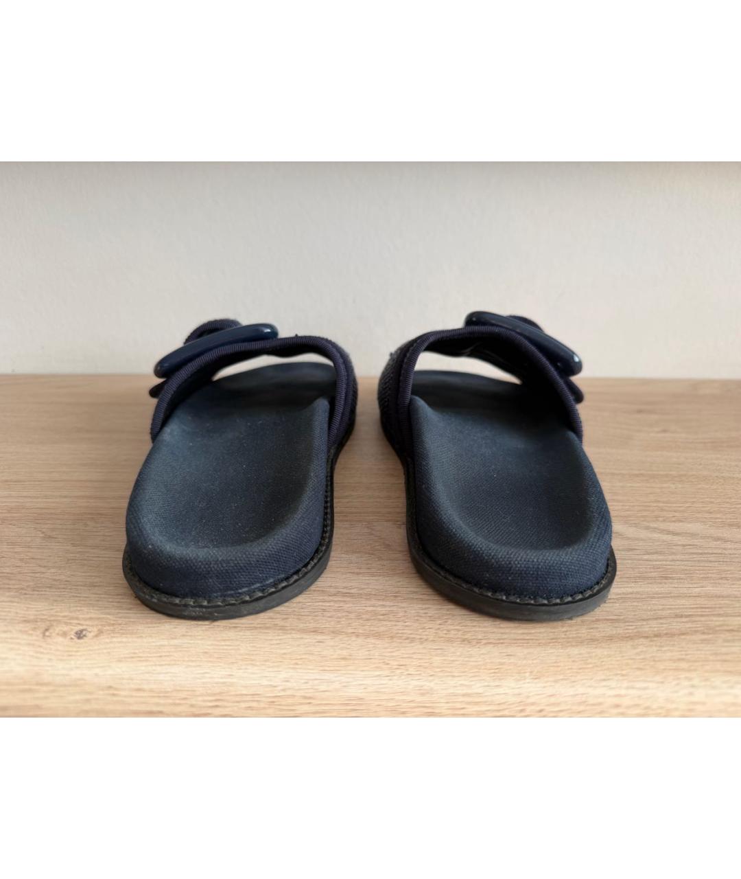 WEEKEND MAX MARA Темно-синие текстильные шлепанцы, фото 4