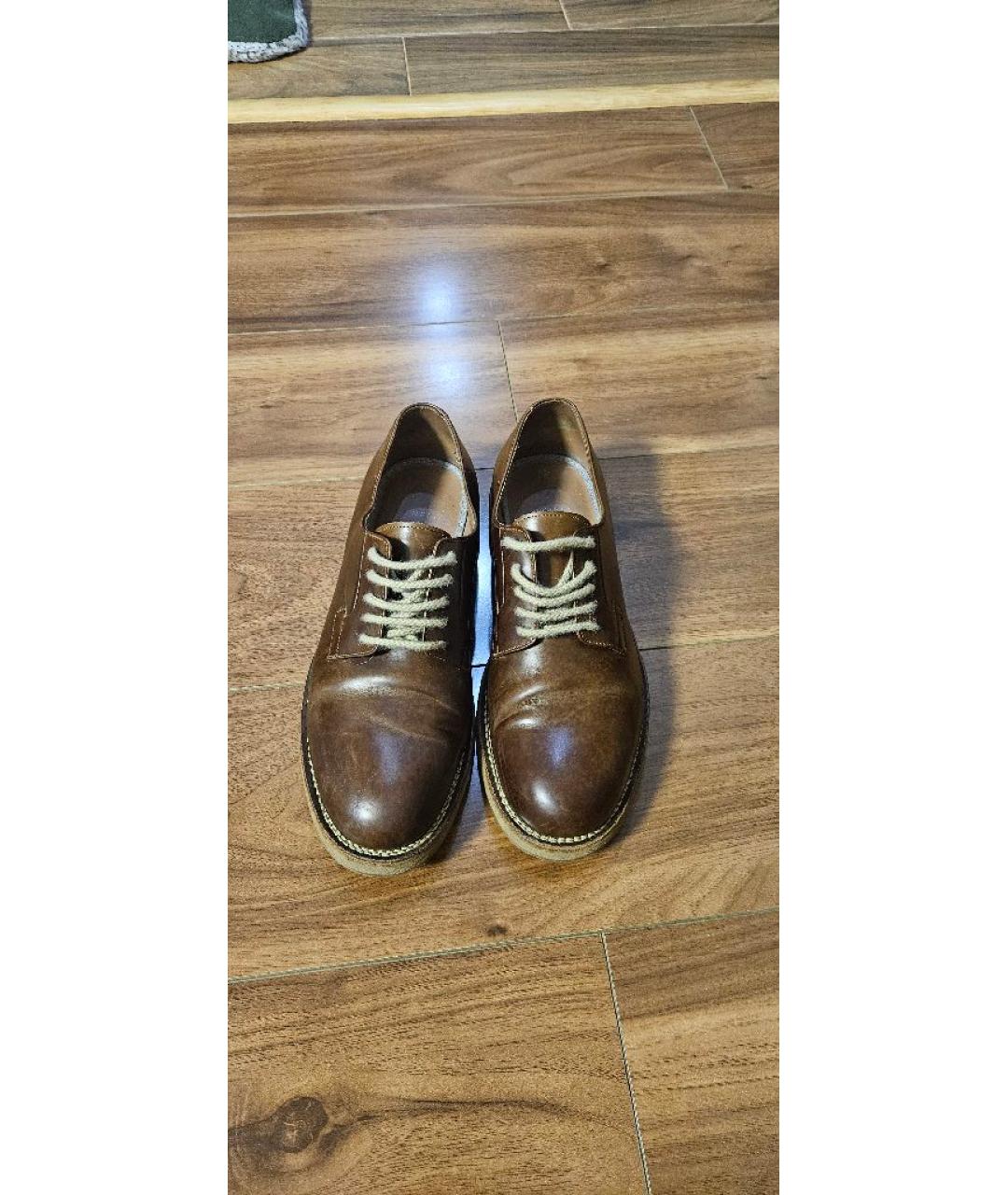 BRUNELLO CUCINELLI Коричневые кожаные низкие ботинки, фото 2