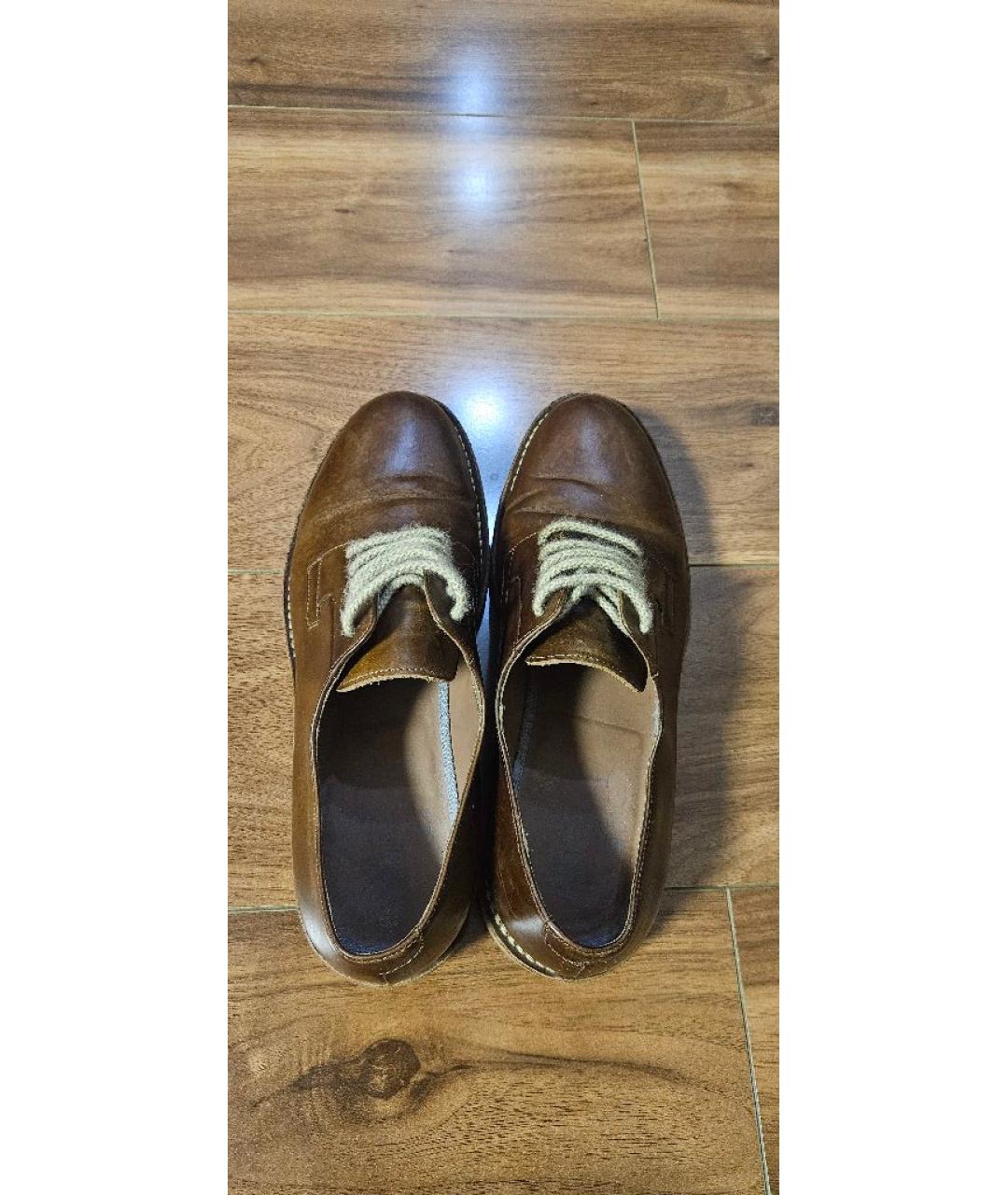 BRUNELLO CUCINELLI Коричневые кожаные низкие ботинки, фото 3