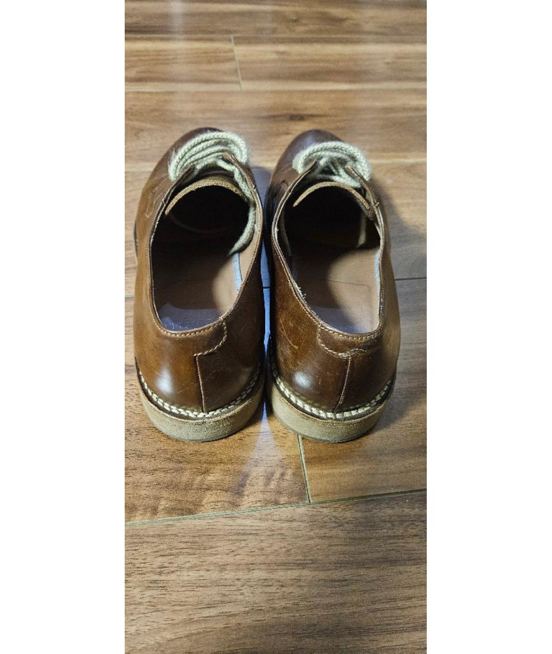 BRUNELLO CUCINELLI Коричневые кожаные низкие ботинки, фото 4