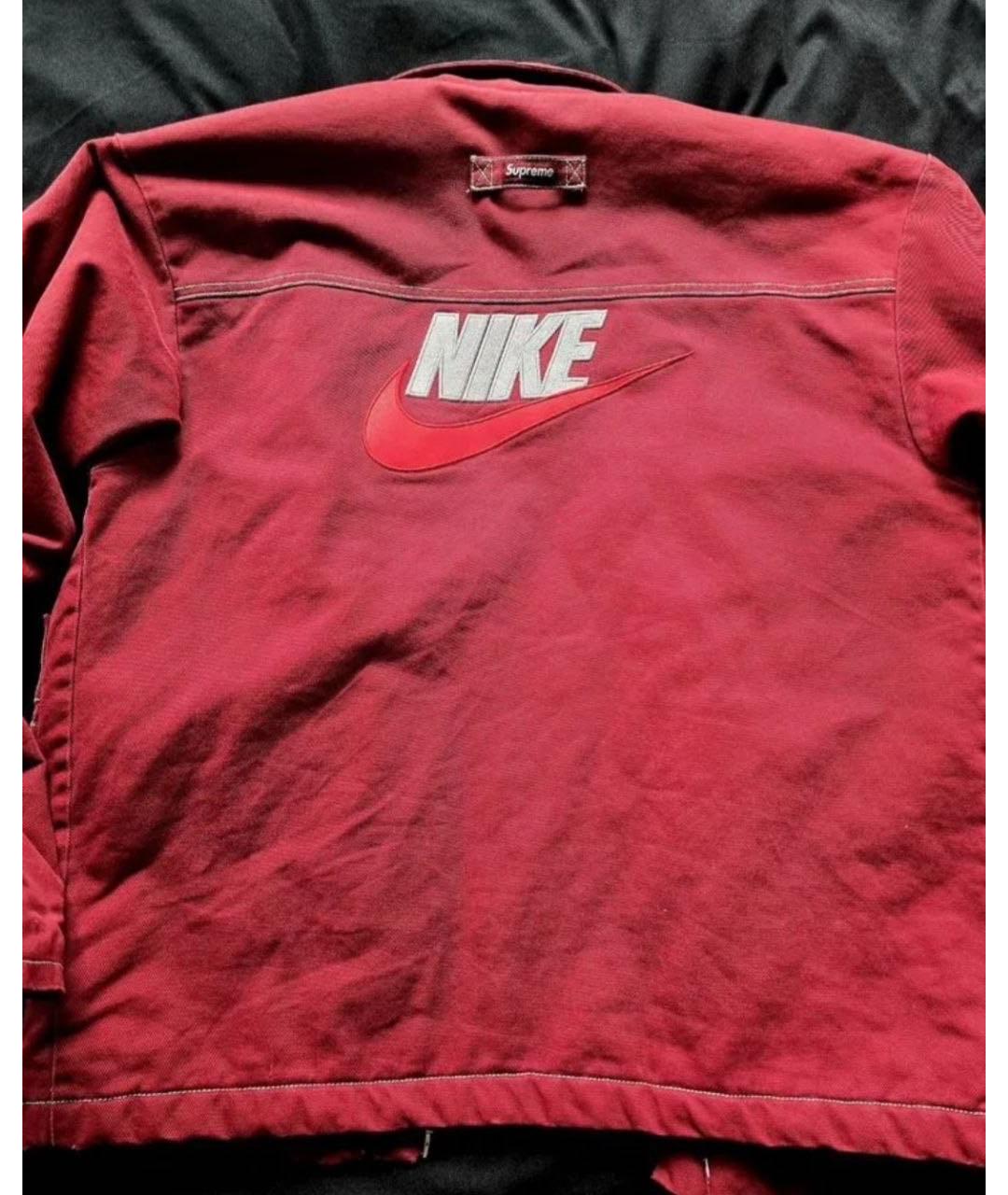 SUPREME Бордовая деним куртка, фото 2