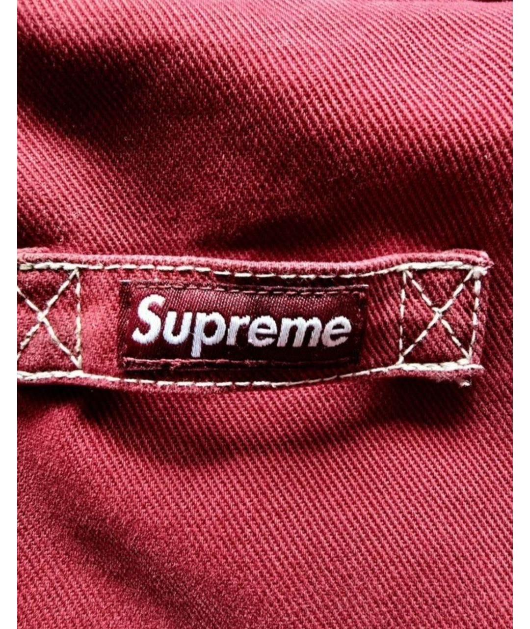 SUPREME Бордовая деним куртка, фото 5