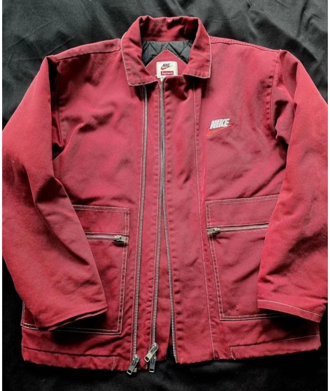 SUPREME Бордовая деним куртка, фото 8