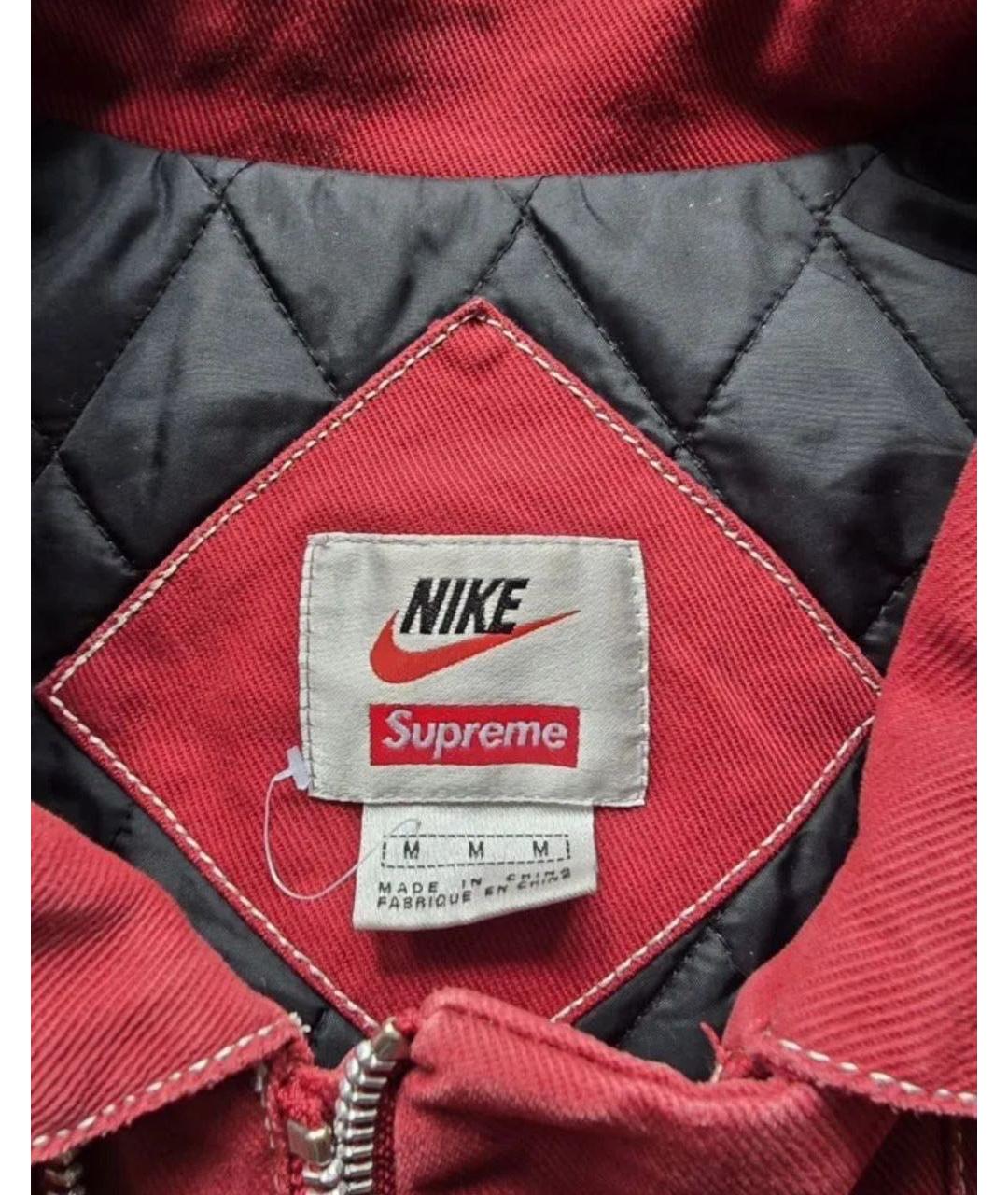 SUPREME Бордовая деним куртка, фото 6