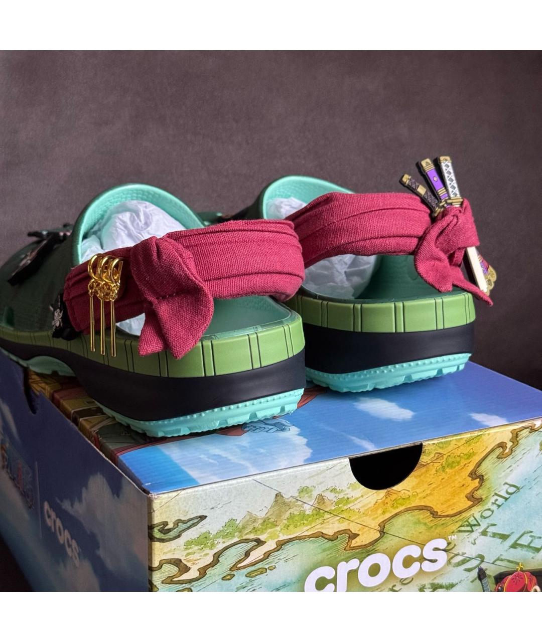 CROCS Зеленые резиновые шлепанцы, фото 3