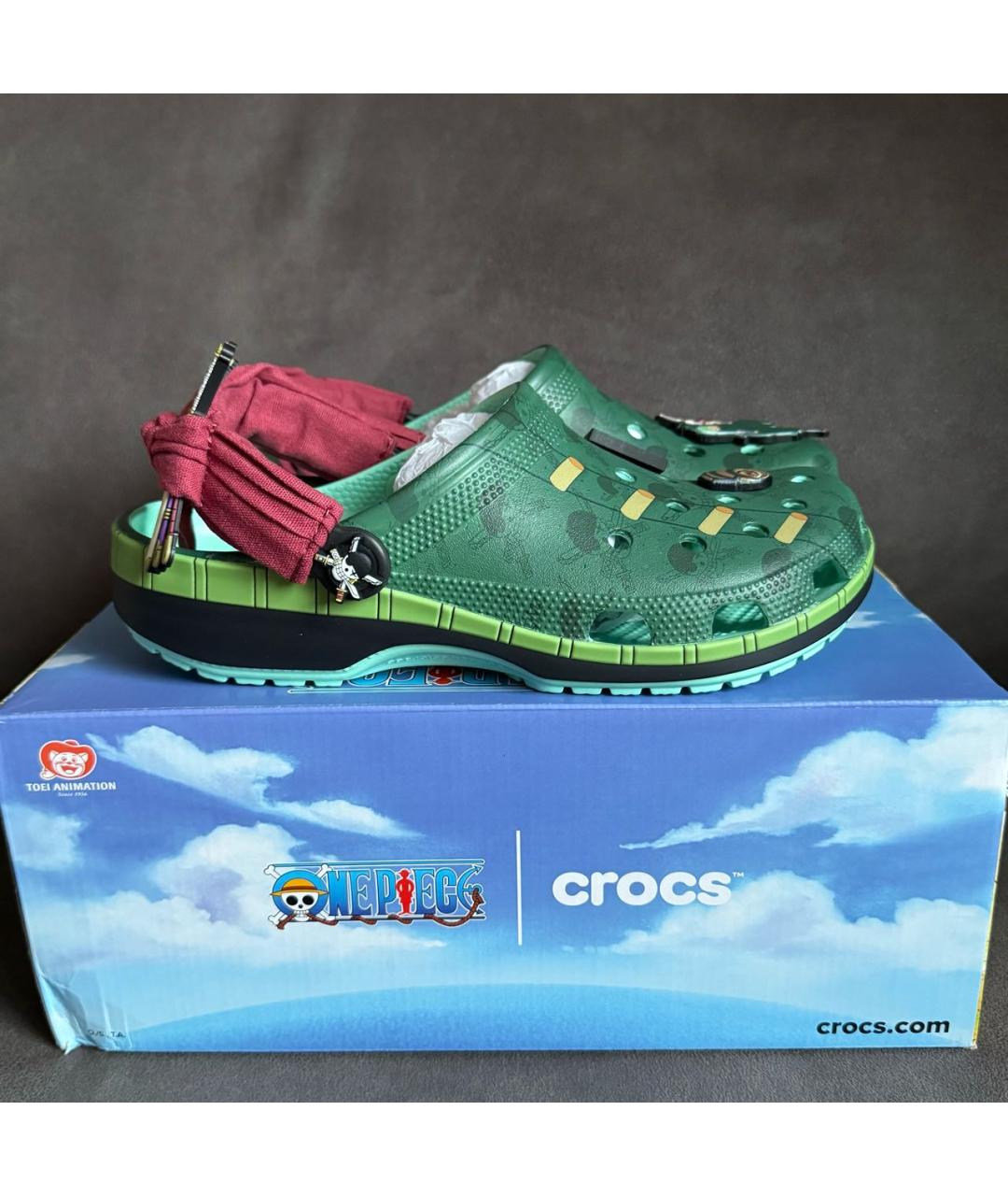 CROCS Зеленые резиновые шлепанцы, фото 4
