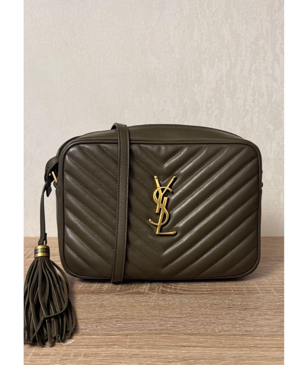 SAINT LAURENT Хаки кожаная сумка через плечо, фото 9