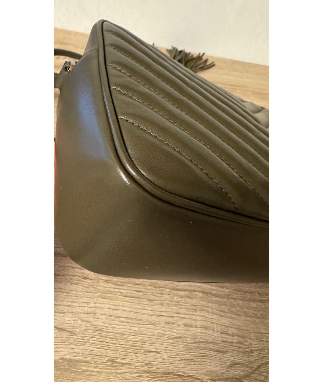 SAINT LAURENT Хаки кожаная сумка через плечо, фото 6