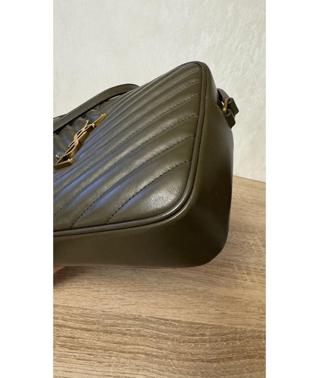 SAINT LAURENT Хаки кожаная сумка через плечо, фото 3