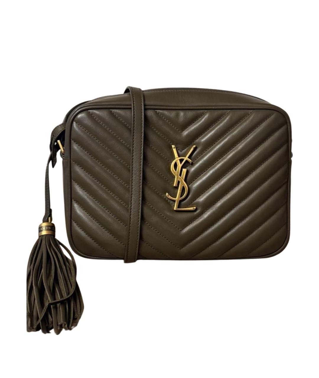 SAINT LAURENT Хаки кожаная сумка через плечо, фото 1