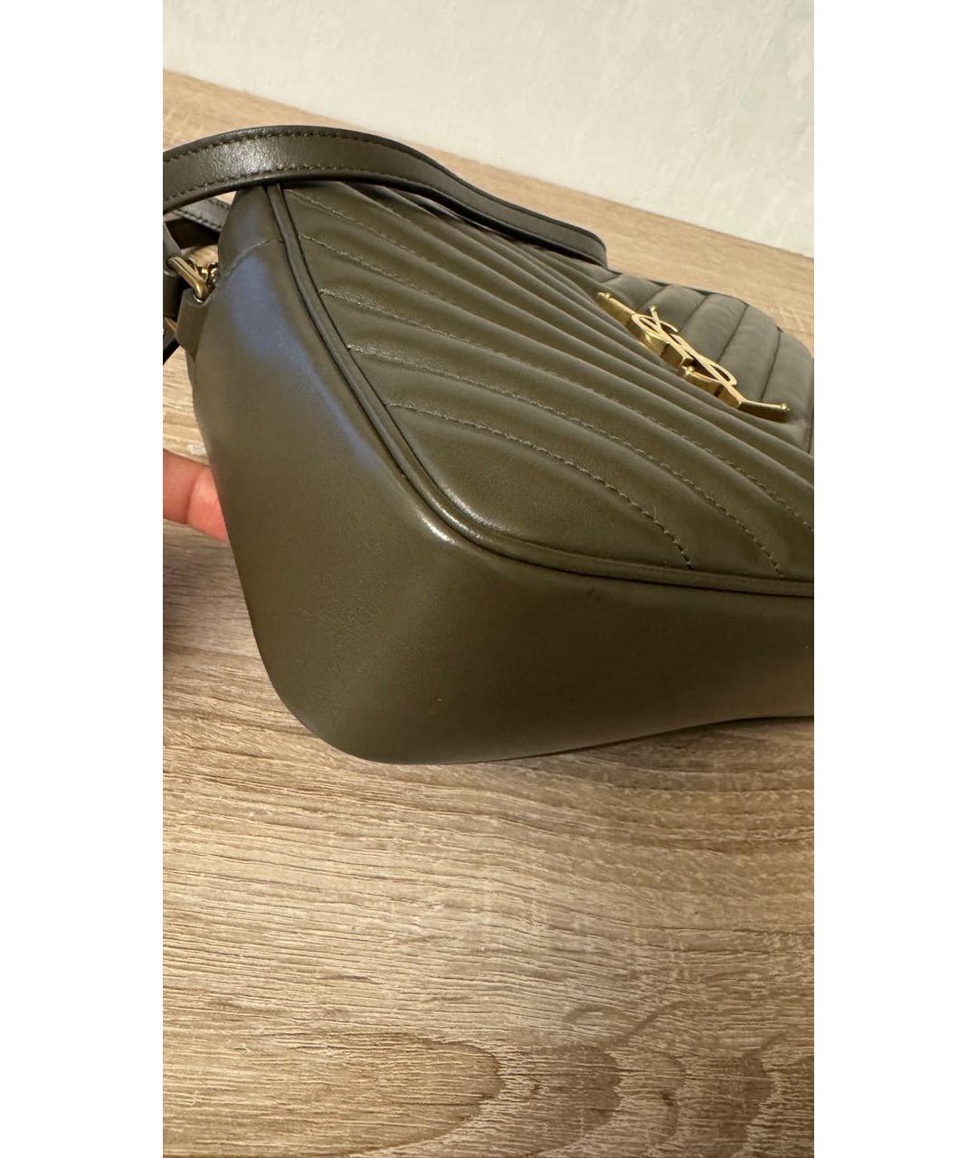 SAINT LAURENT Хаки кожаная сумка через плечо, фото 4