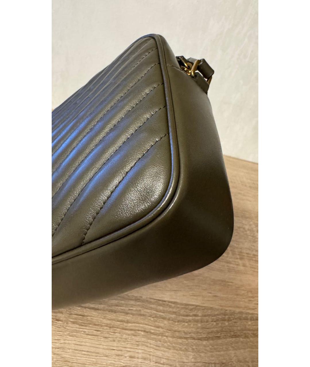 SAINT LAURENT Хаки кожаная сумка через плечо, фото 5