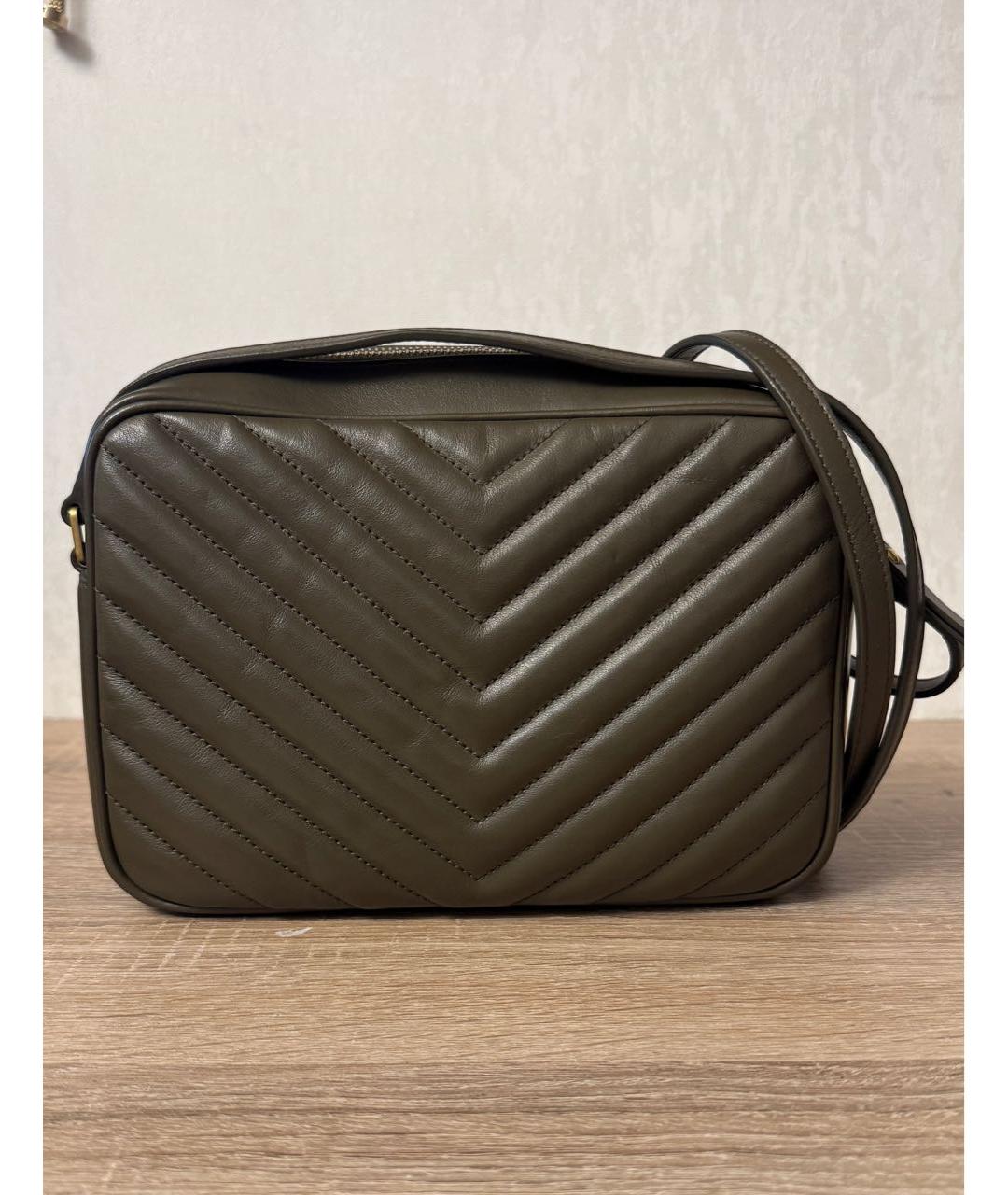 SAINT LAURENT Хаки кожаная сумка через плечо, фото 2